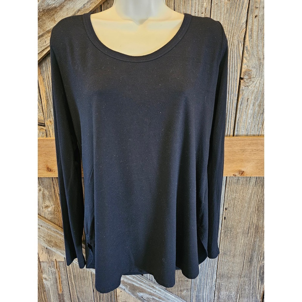 Peyton Jensen medium black career casual soft stretch top made in USA ^